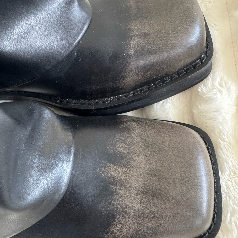 Steve Madden Black Leather Buckle Up Mid-Calf Boots - Picture 3 of 8